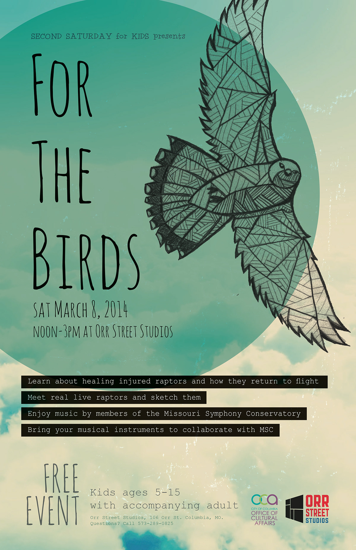 kids birds Raptor Rehabilitation Project promo design geometric hawk