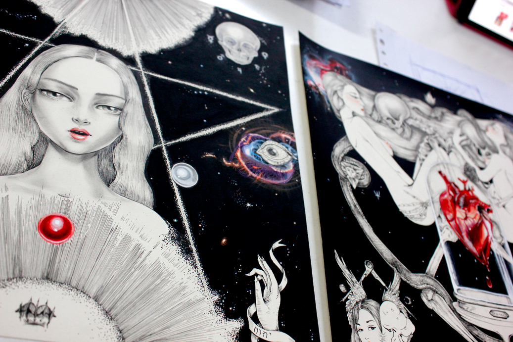 artwork crajes girl astronomy stars heart