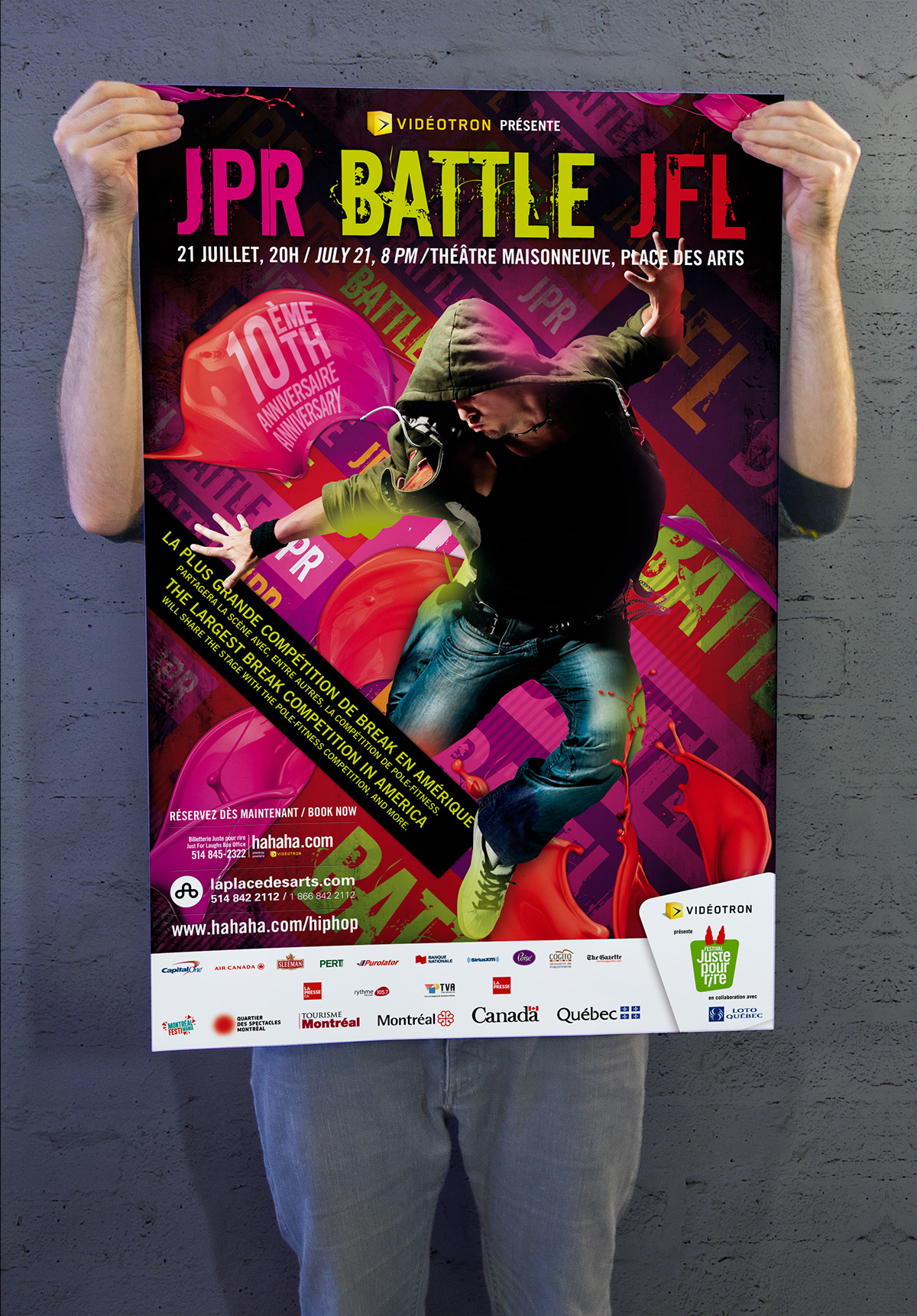 battle break DANCE   juste pour rire  montreal danse hip hop  splatter paint poster flyer diez