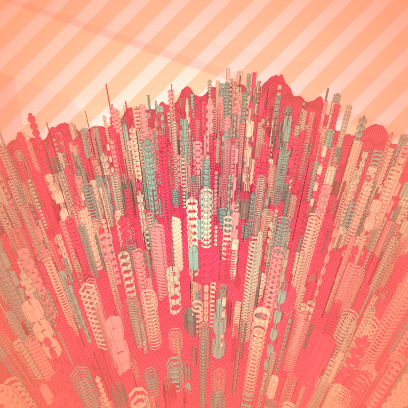 processing generative city line geometric code generative design Procedural 3D pink Forms