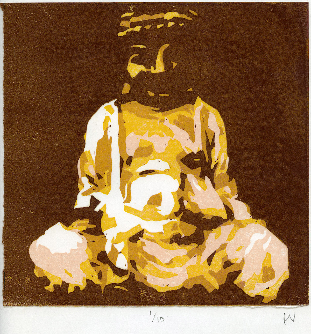 printmaking linocut redutive 5layer Practice first attempt Buddha prints july summer layers layered