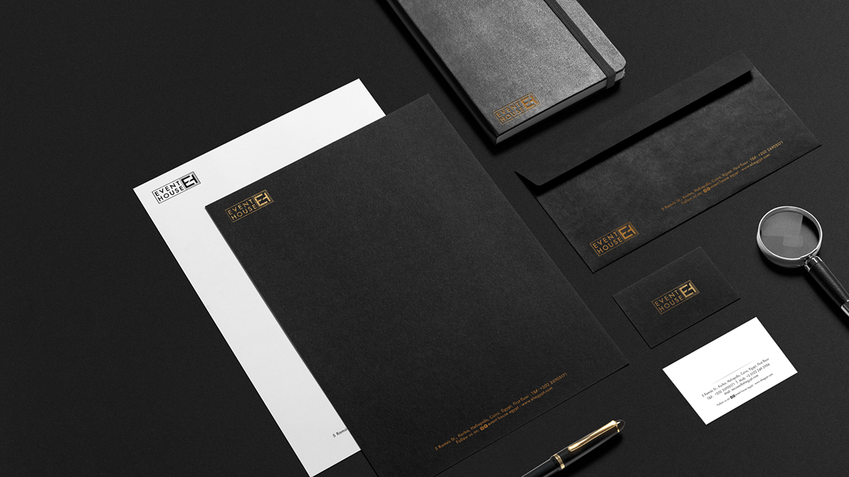 logo branding  rebranding identity Stationery gold black concept new design