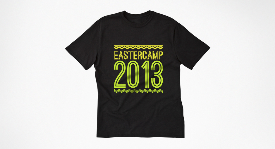 Eastercamp 2013 geometric colour poster flyer swing tag tee shirt triangle Booklet design purple pink blue yellow back stage pass
