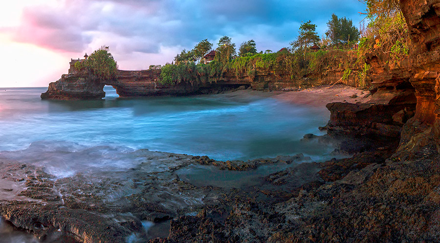 Landscape panorama panoramic stitching color afternoon Evening bali temple beach sea