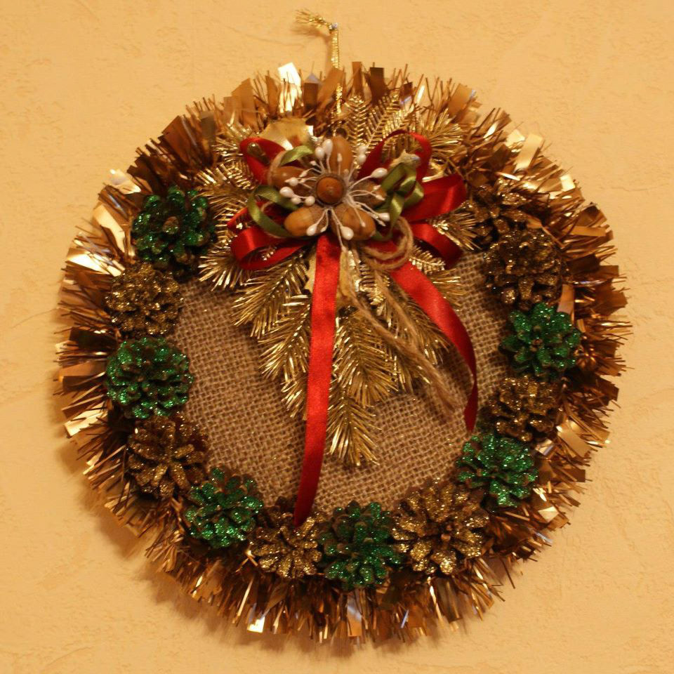 new year  christmas decorations cone wreath door