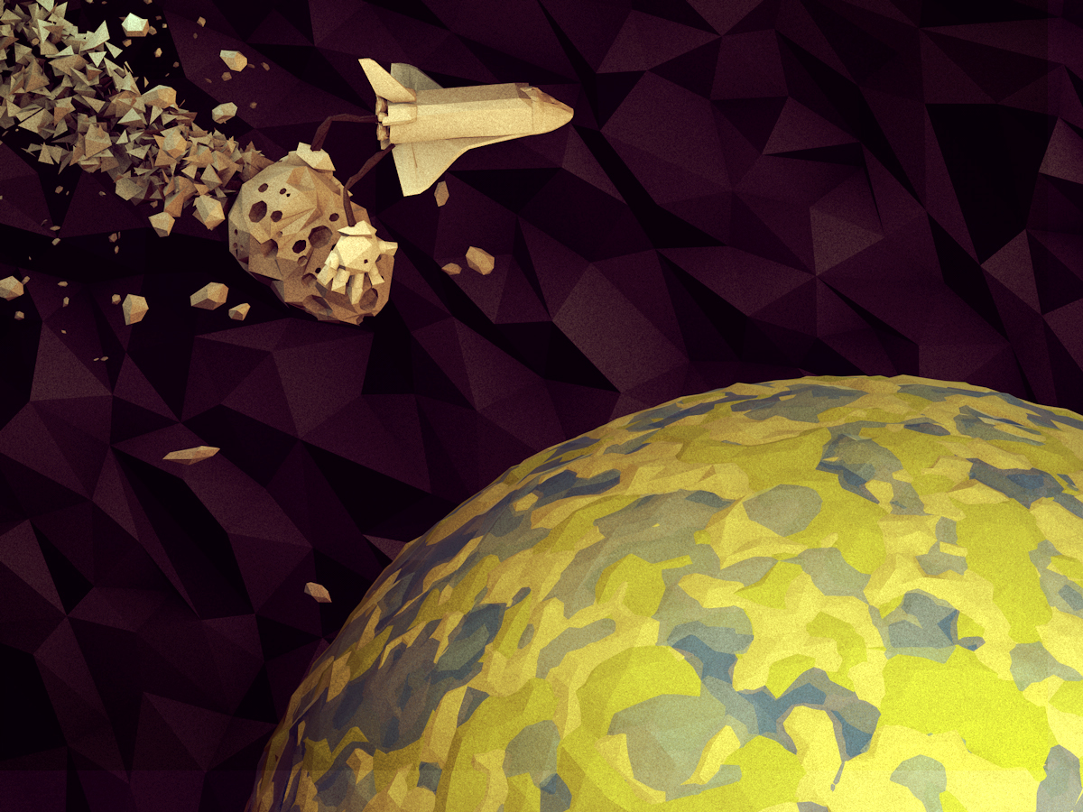 Space  asteroid debris galaxy planet earth lowpoly Low Poly 3D Render c4d Polygons geometric editorial