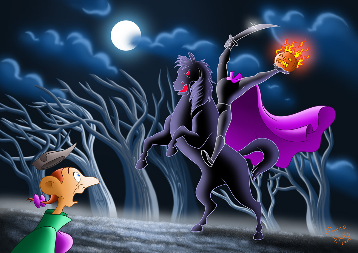cartoon Ichabod Crane Sleepy Hollow Headless Horseman Halloween disney