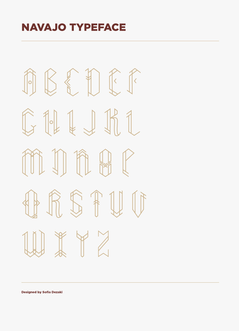 navajo alphabet Typeface monoline