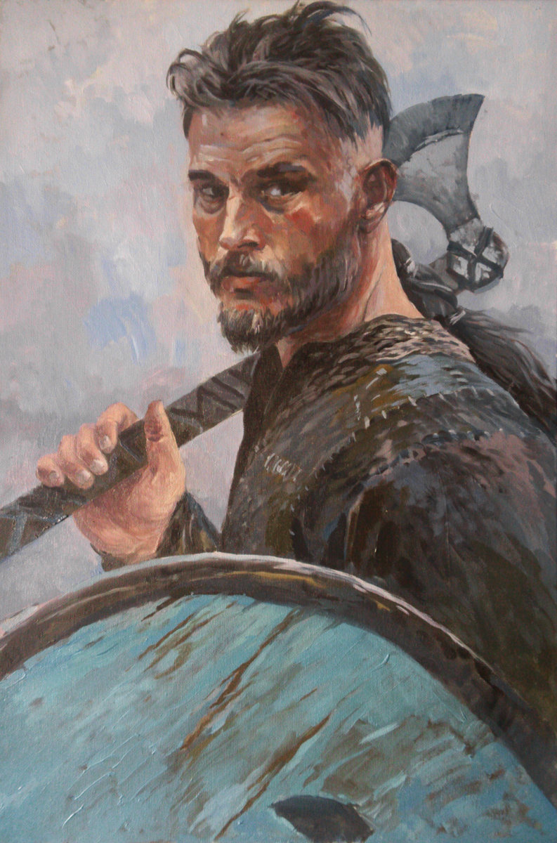 portrait,fanart,vikings,ragnar,Character,Illustration,Painting,Fine Arts.