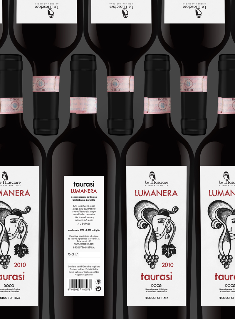 wine label winery wine vino docg Label identity italian wine taurasi Le Masciare lumanera