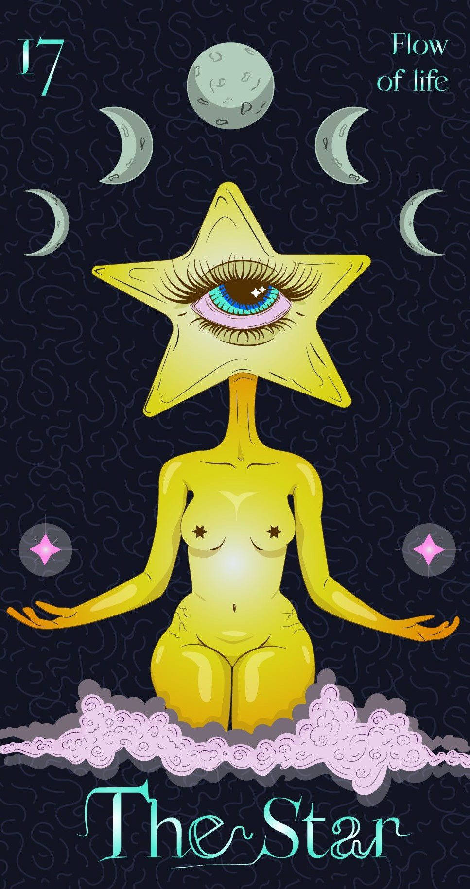 Tarot Cards Character design  concept art digital illustration Magic   fantasy feminine star moon Nature