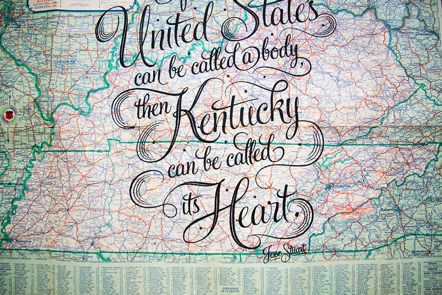 Kentucky screen print poster print maps history jesse stuart heart united states