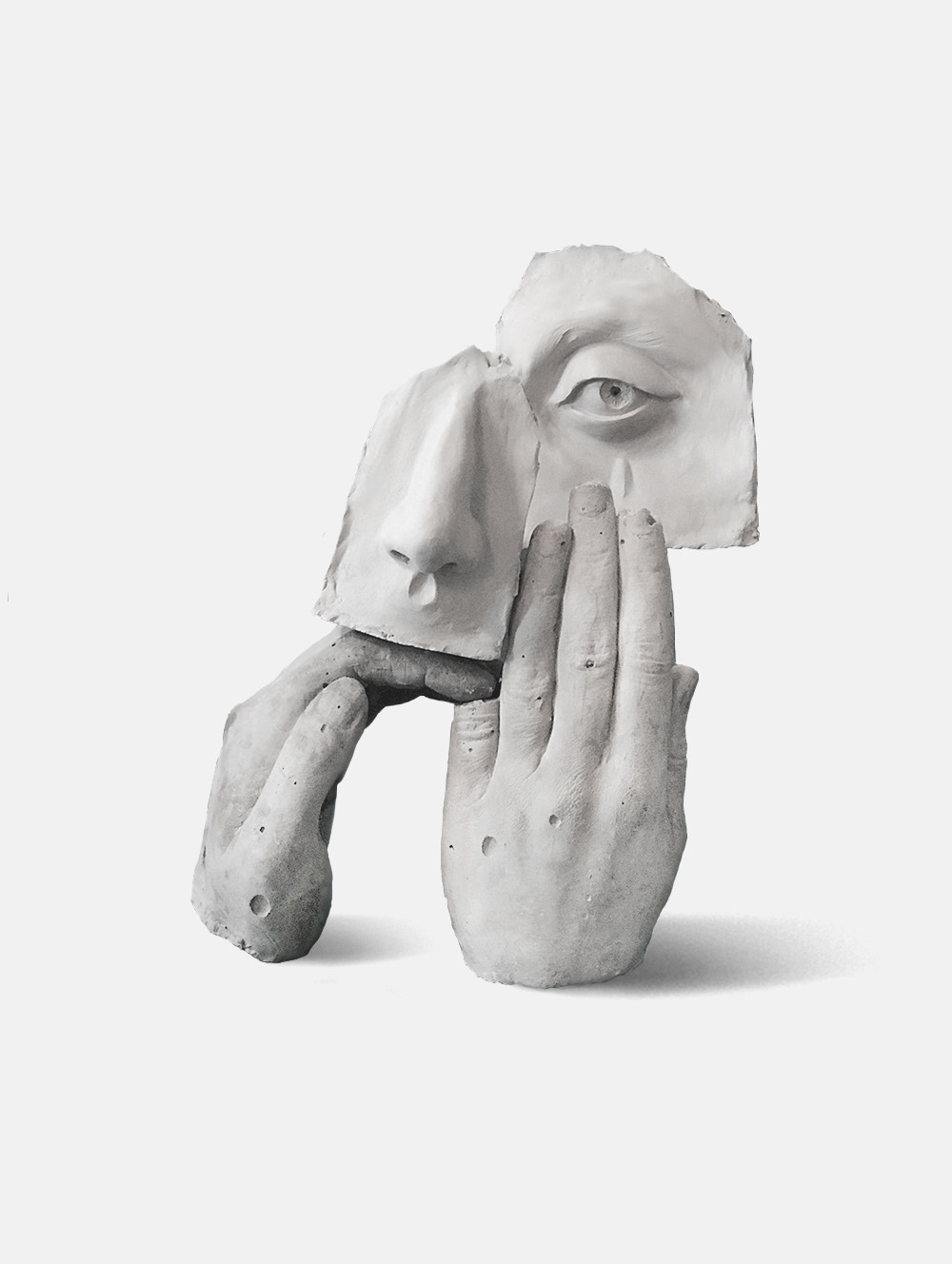 sculpture fine art clay carving stone human face surreal portrait ear sculpture