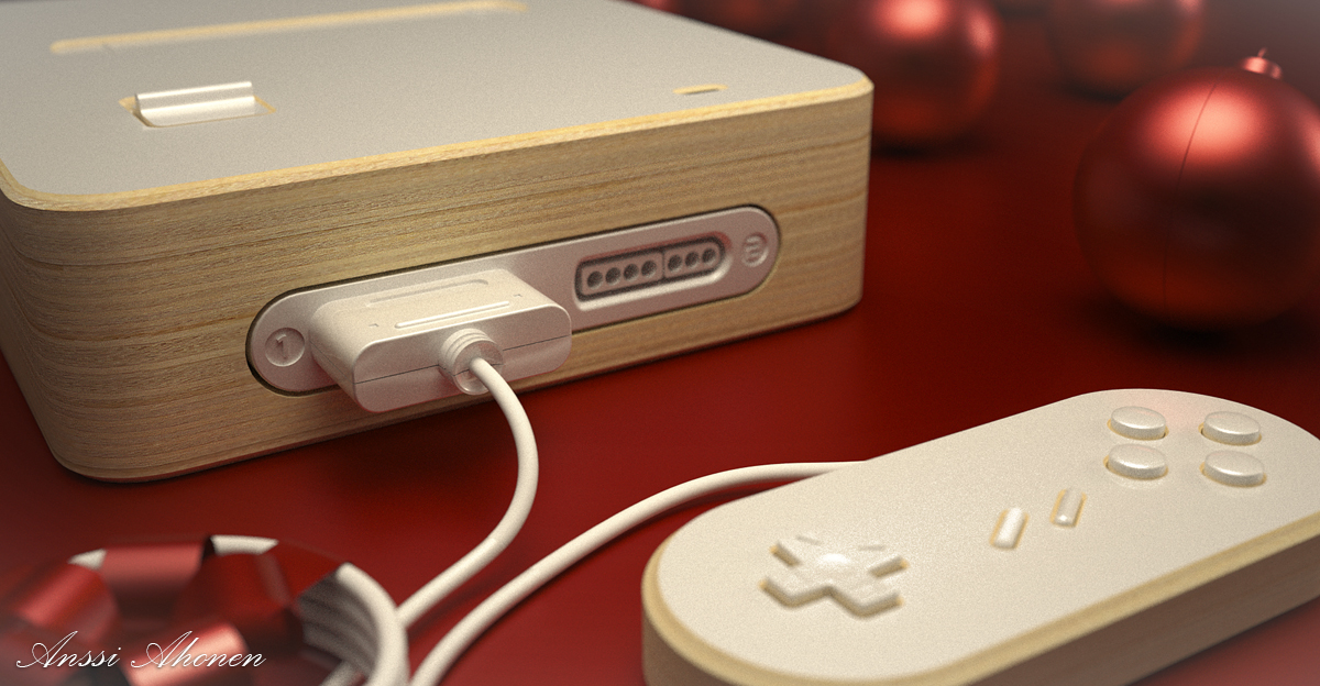 Nintendo Super Nintendo snes Super Famicom plywood Custom video game console Retro Christmas design