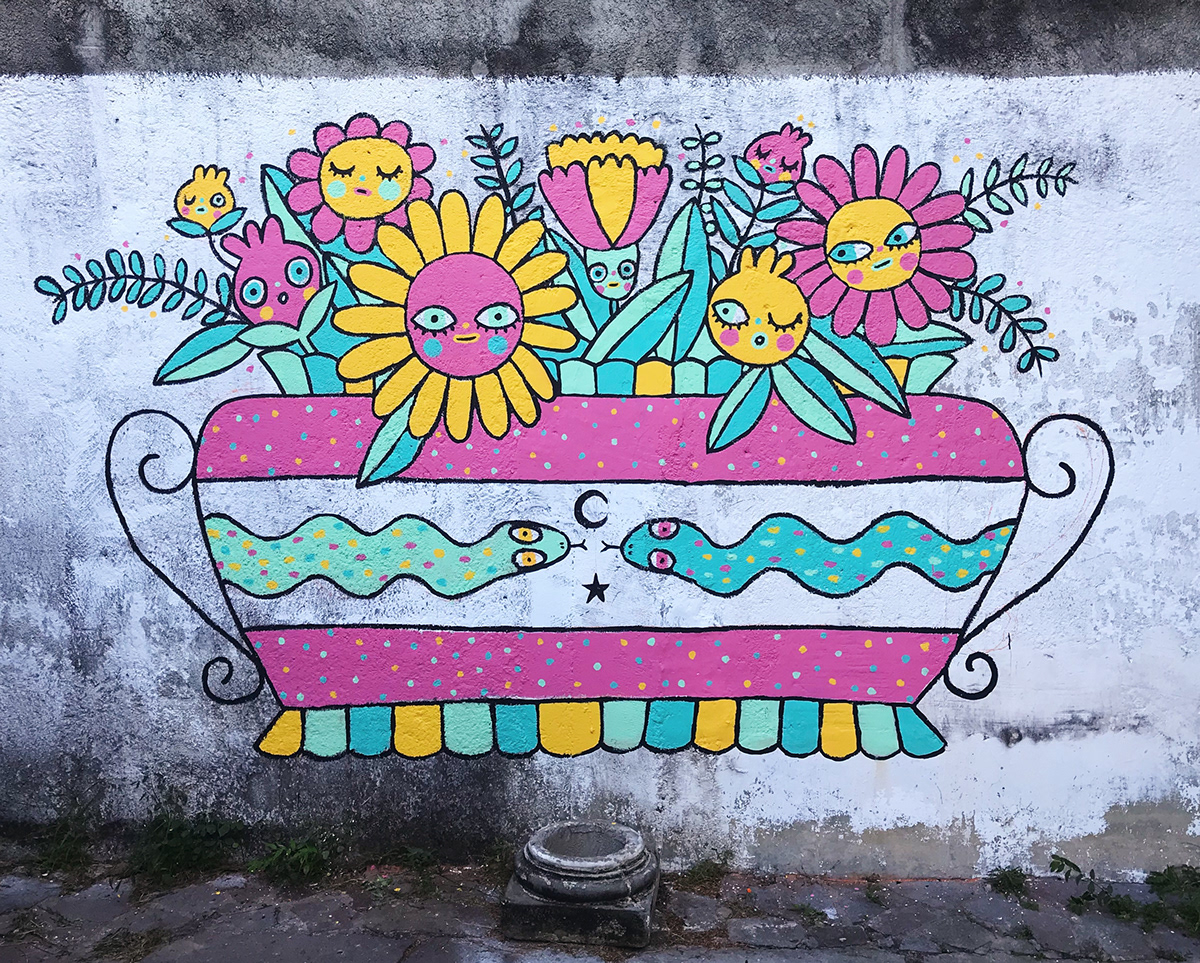 El Salvador Flowers floral Mural traditional