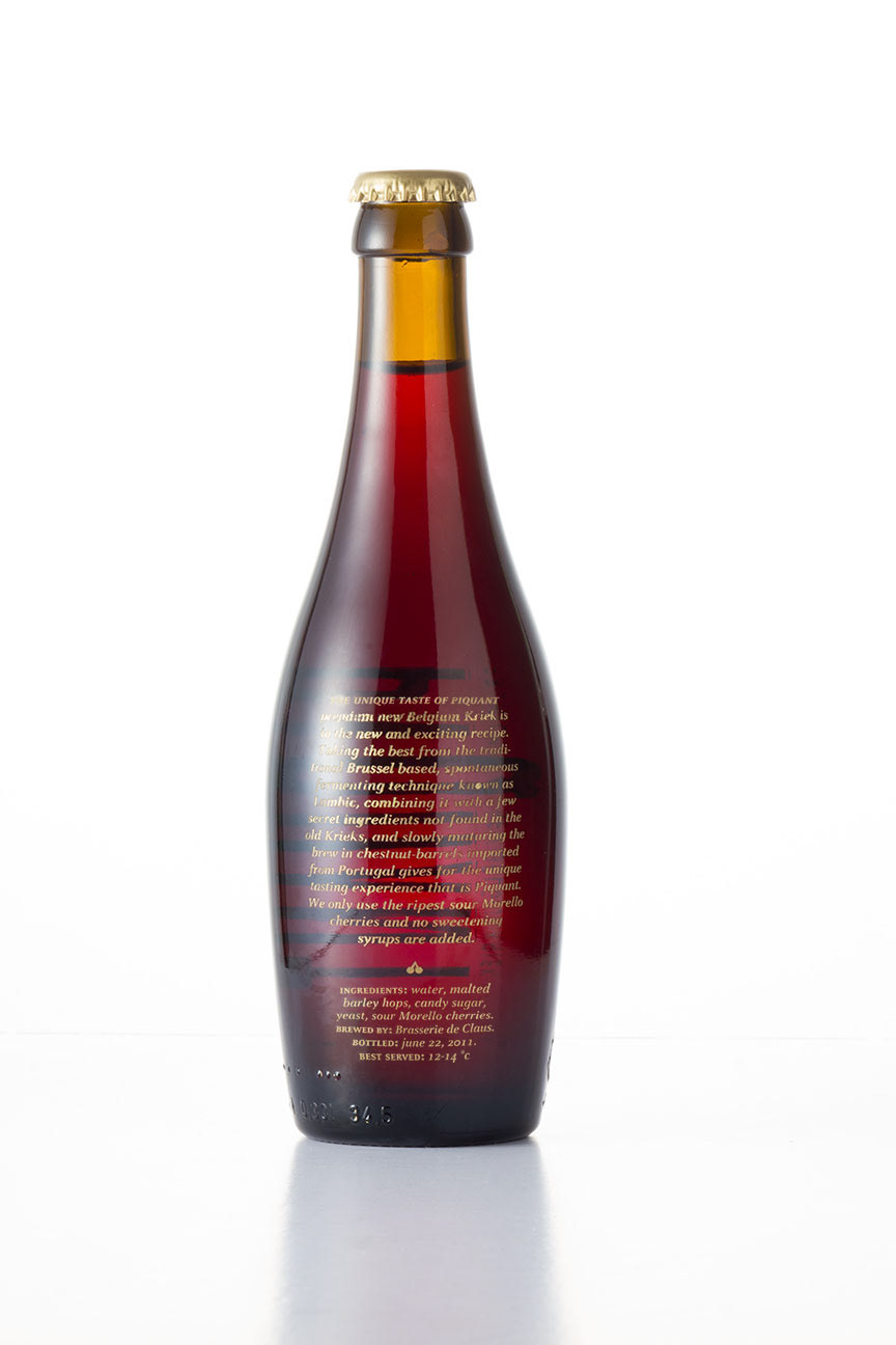 beer premium piquant cherry kriek belgium drink RMIT NKF red gold alcohol beverage glass bottle
