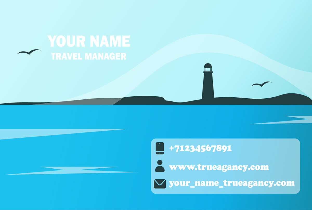 buisness card Travel Nature lighthouse sea blue red