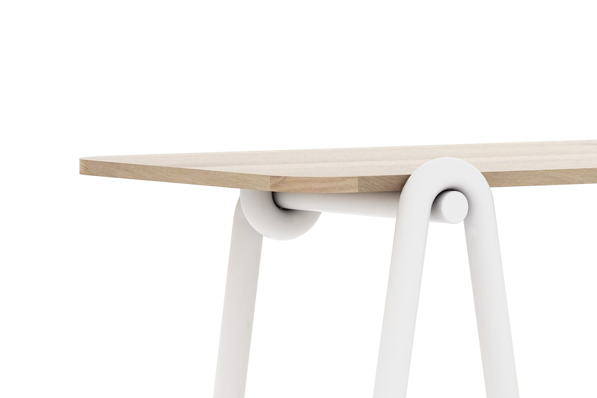 steel tube bending desk table design minimal knit wood round Pipe