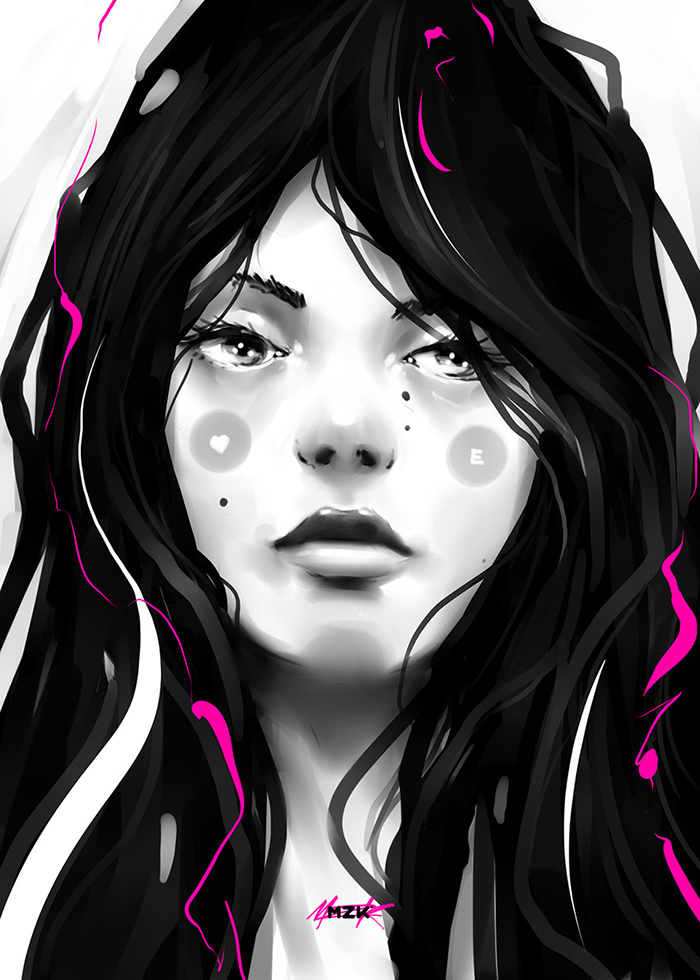 girl female portrait digital painting eyes Beautiful Drawing  creative artwork painting  