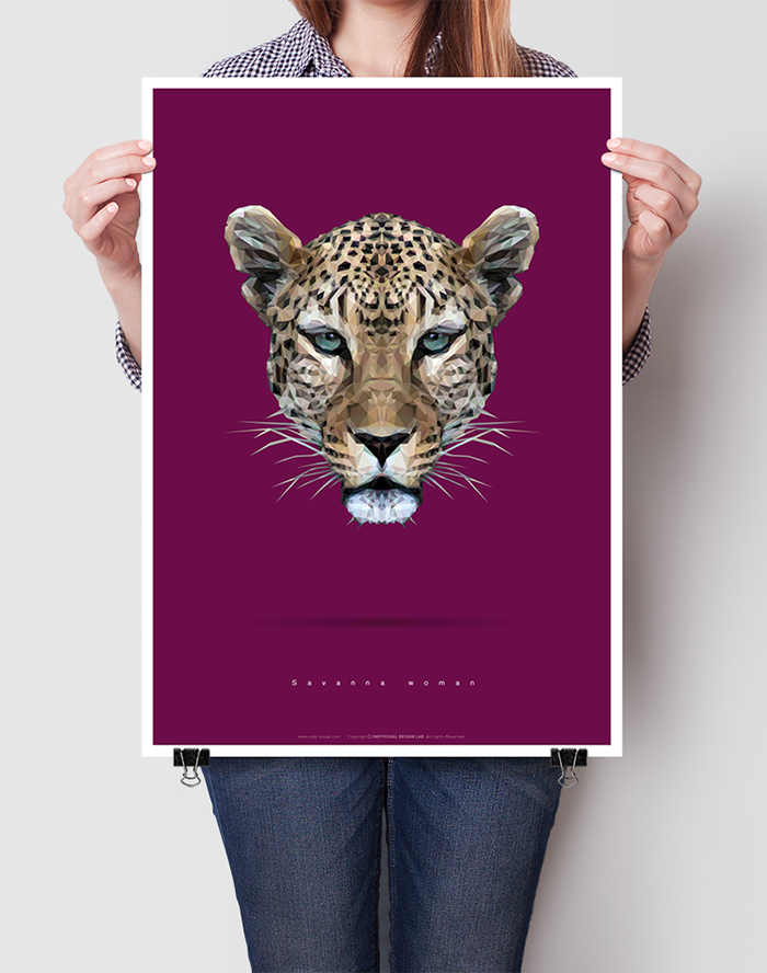 indy-visual.com polygon Low Poly animal animal face beast poster