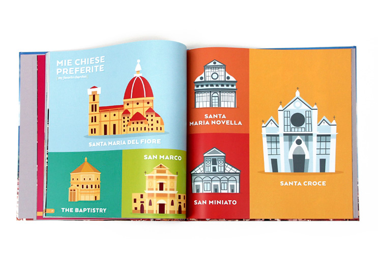 Italy Florence Rome siena Venice book design illustration book Flat Vector italia roma firenze
