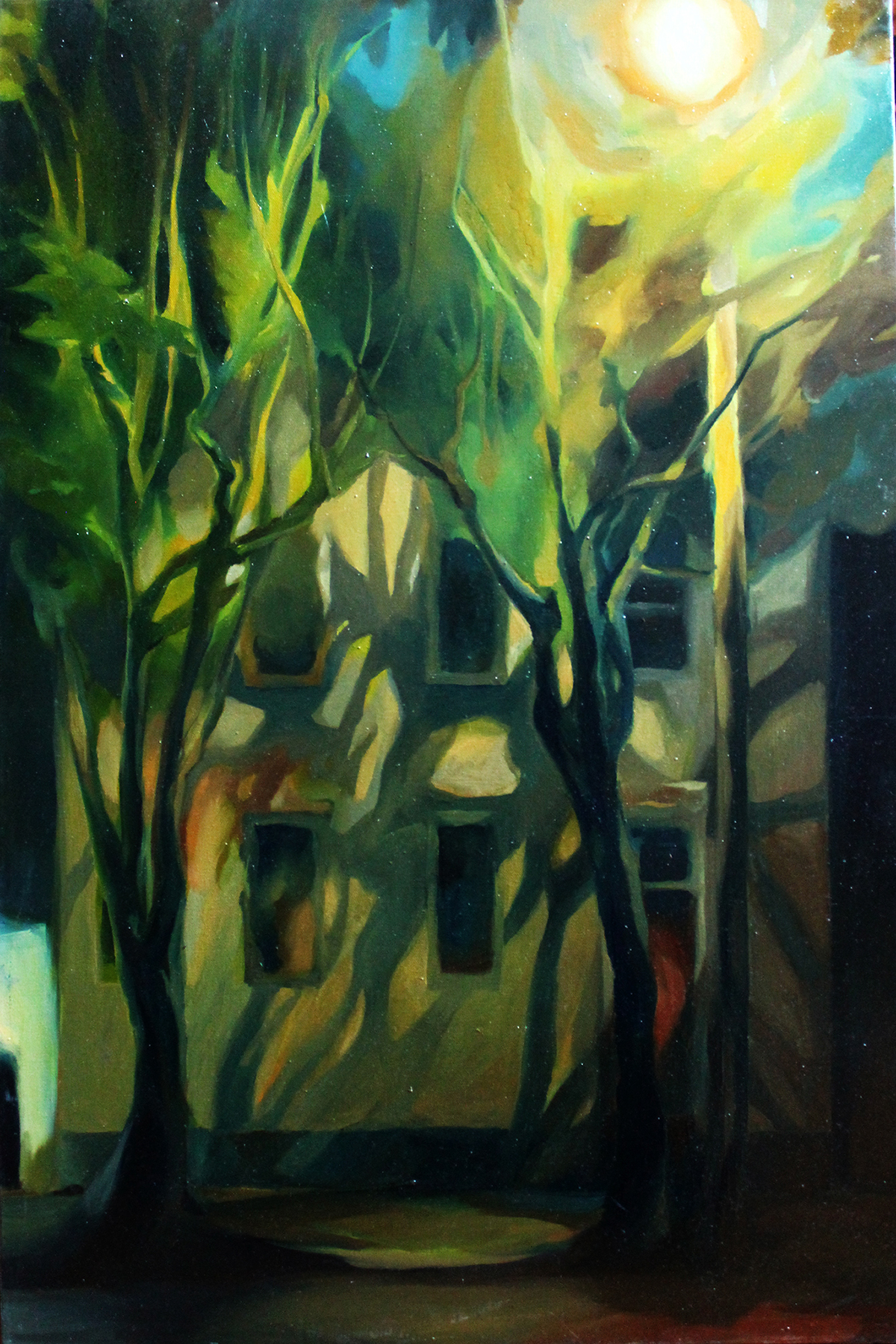 Landscape Oil Painting Tree  horror night room still life