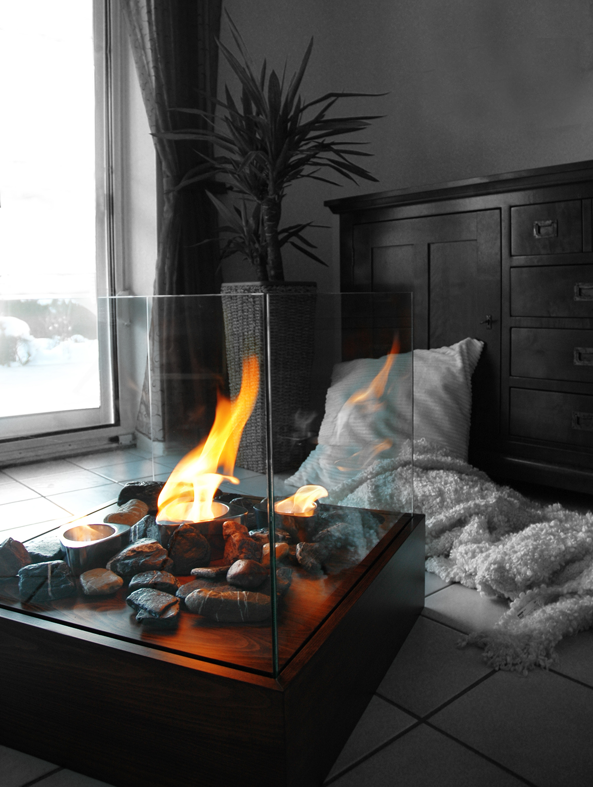 fire fireplace indoor bioethanol