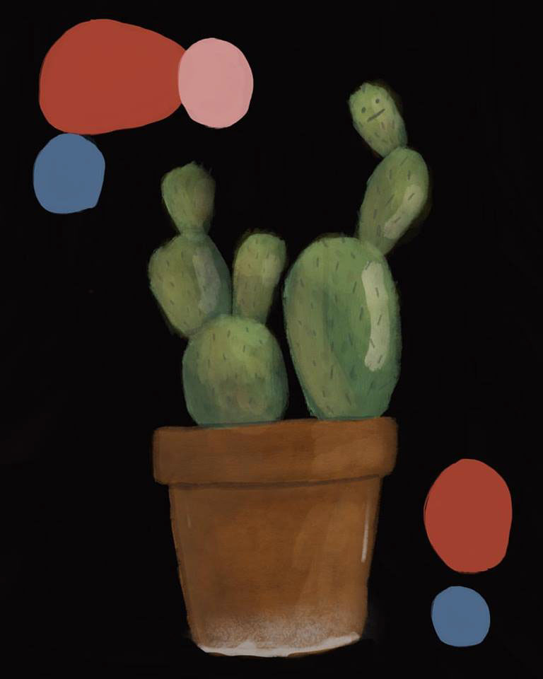 cactus houseplants pricklypear Color Study postcards ILLUSTRATION  plants