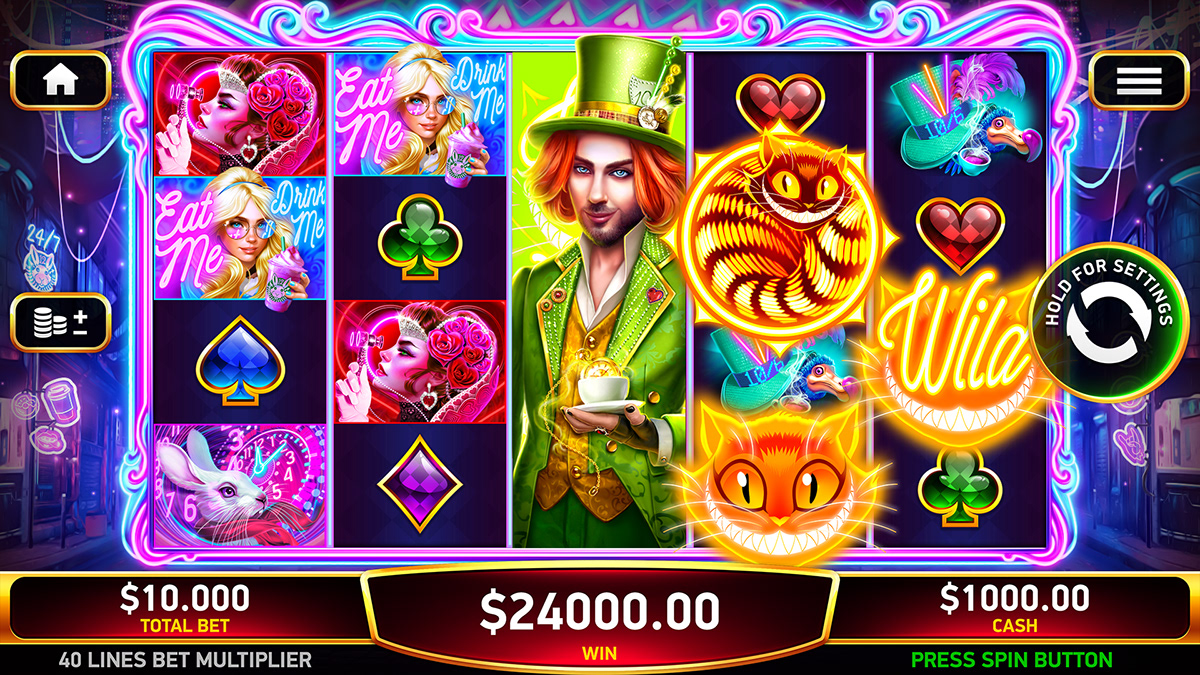 Madhatter alice in wonderland stylized Character Character design  slot gambling Slots casino game