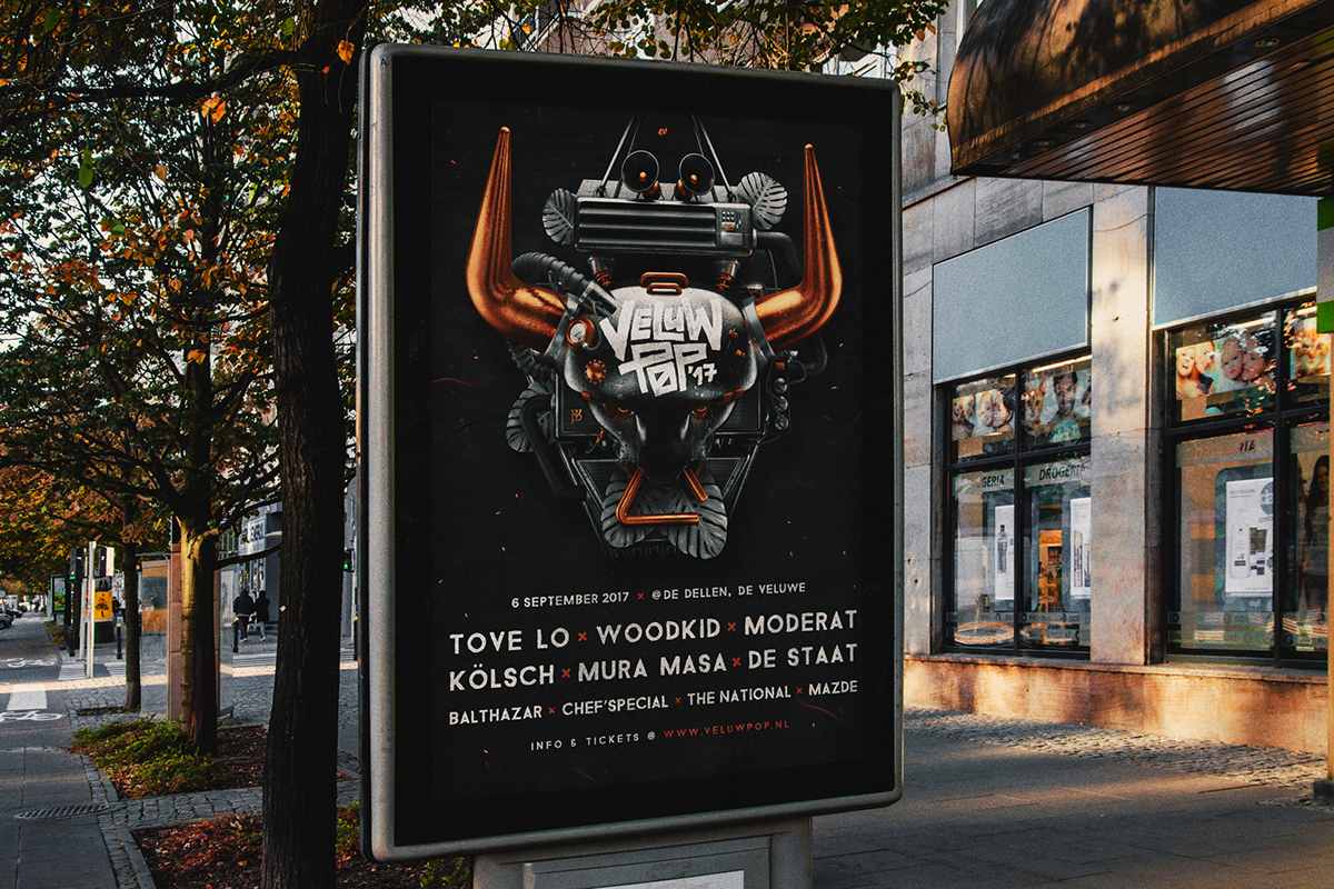 3D festival poster vray bull copper music industrial Urban cinema4d