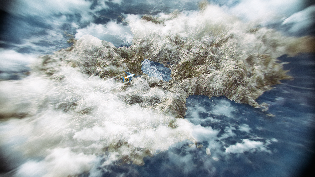 Island 3ds max corona render  photoshop сомолет горы море