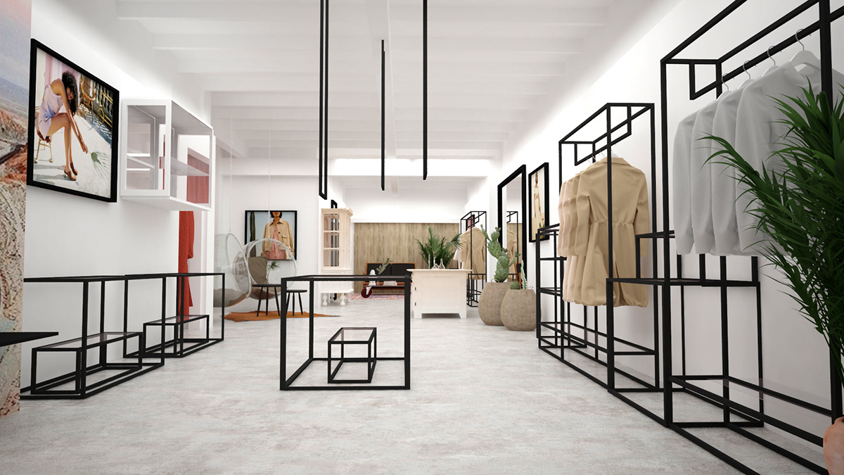 interior design  Retail design pop-up frames ibiza