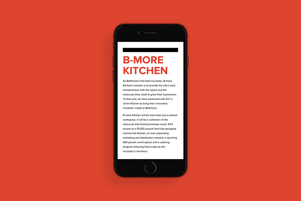 Adobe Portfolio b-more kitchen Incubator Web Startup Baltimore