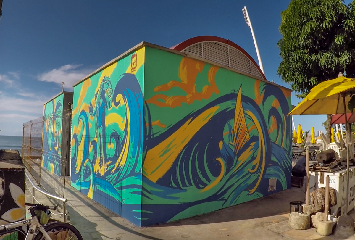 pescador Graffiti Mural Muralism fortaleza Brasil Beira-Mar dragão do mar iracema Jangadeiro 
