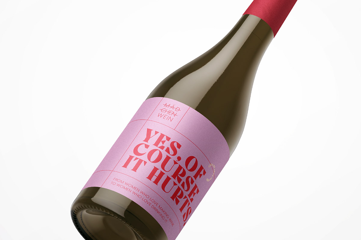 bottle brand identity Label Packaging packaging design pink red typography   wine