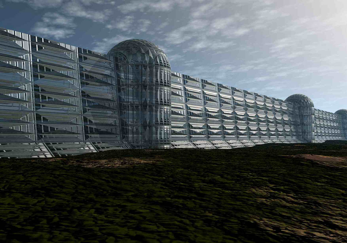 future Military desert base science fiction 3D