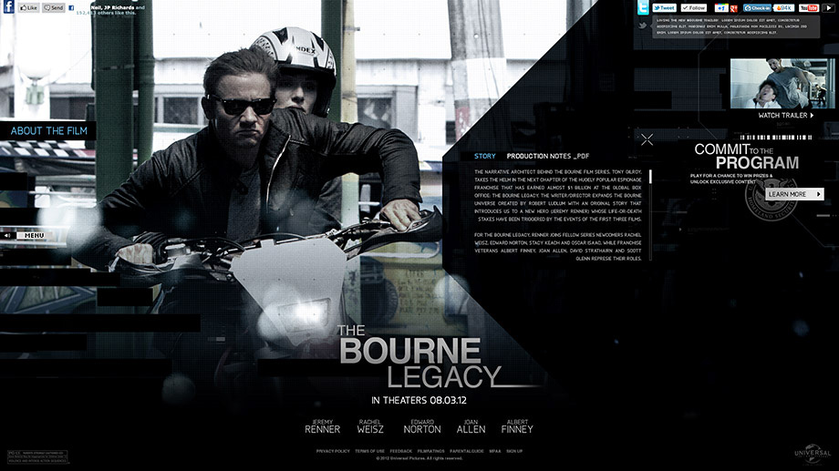 movie interactive Website Experience Jason Bourne UI/UX user interface