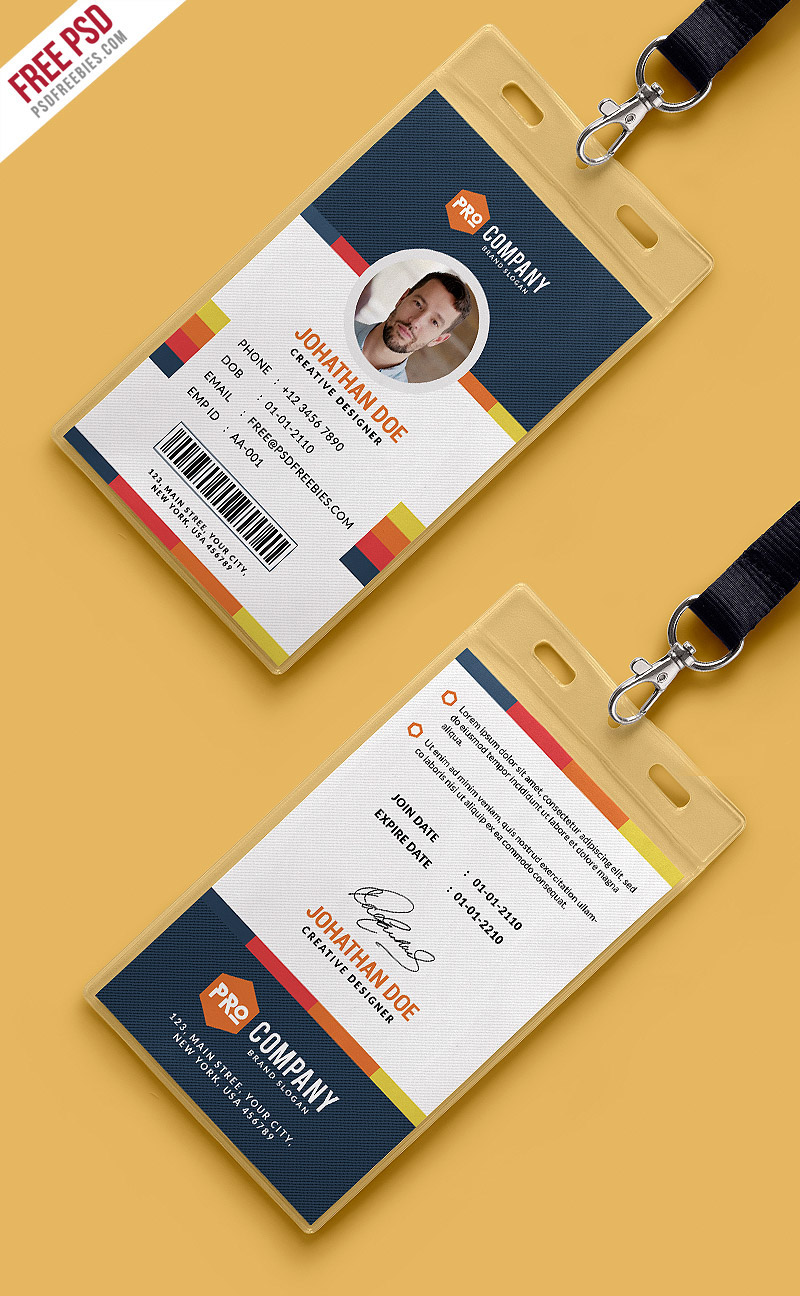 Free PSD : Creative Office Identity Card Template PSD on Behance With Id Card Design Template Psd Free Download