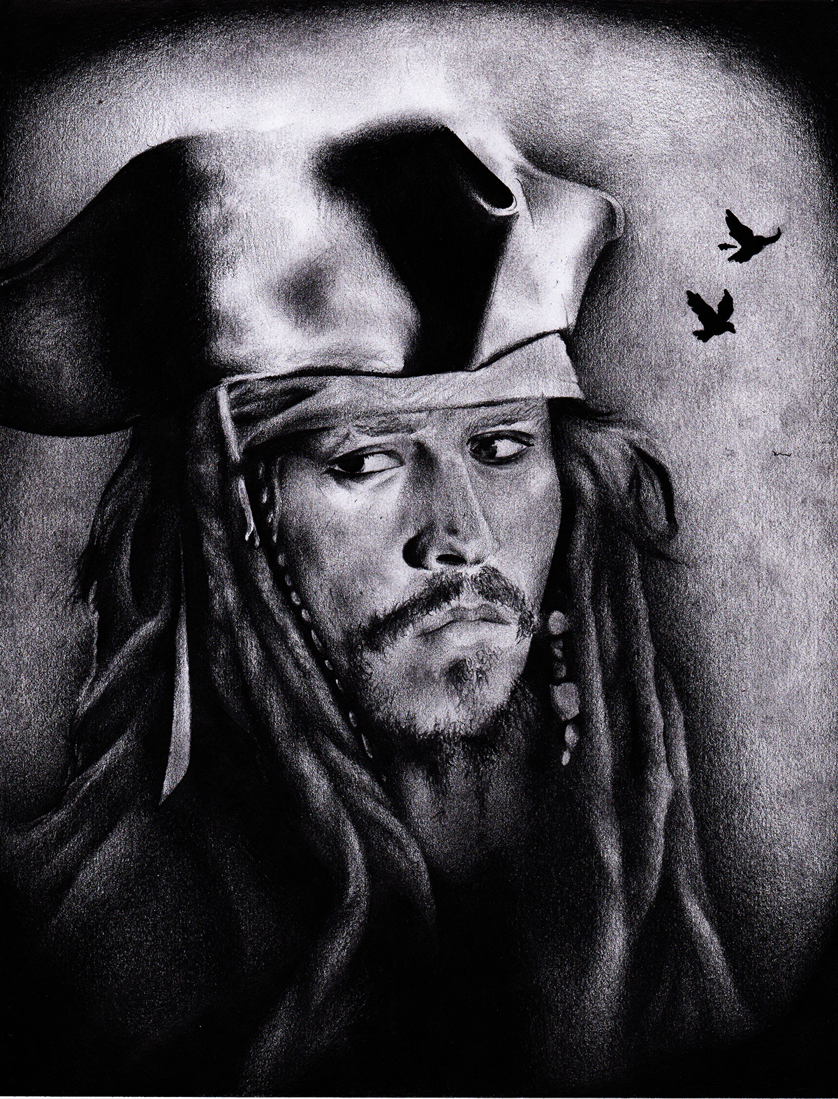 Captain Jack Sparrow portrait Movies Fan Art pencil pen pirate