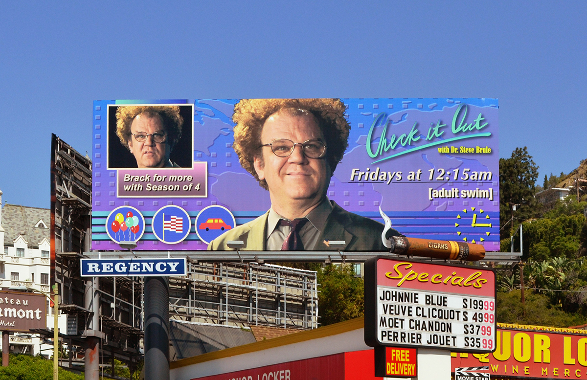 steve brule check it out Check It Out! Adult Swim billboard Mural Outdoor outdoor advertising News Graphics Retro color colorful gradient
