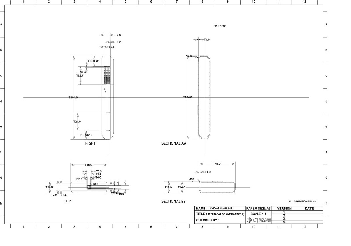 rendering dimentions technical drawing
