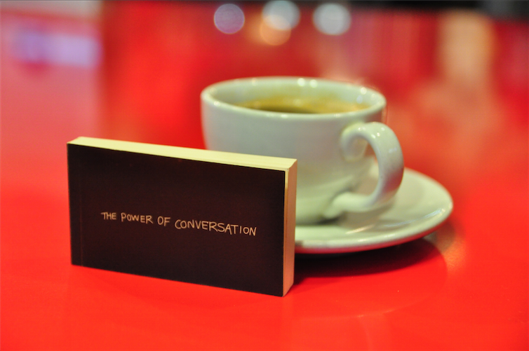 Cocco's cafe flipbook Coffee power conversation cell animation book coffee shop Ambient baby thought speech blurb Flicker book