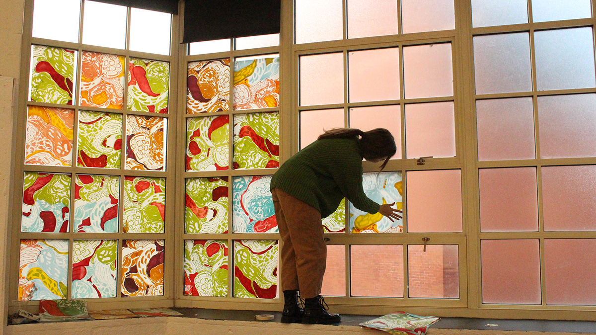 silk screen pattern color colour organic mylar Window Interior design
