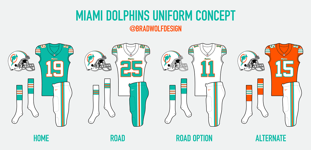 concept Dolphins football logo nfl Rebrand sports uniform uniform swap