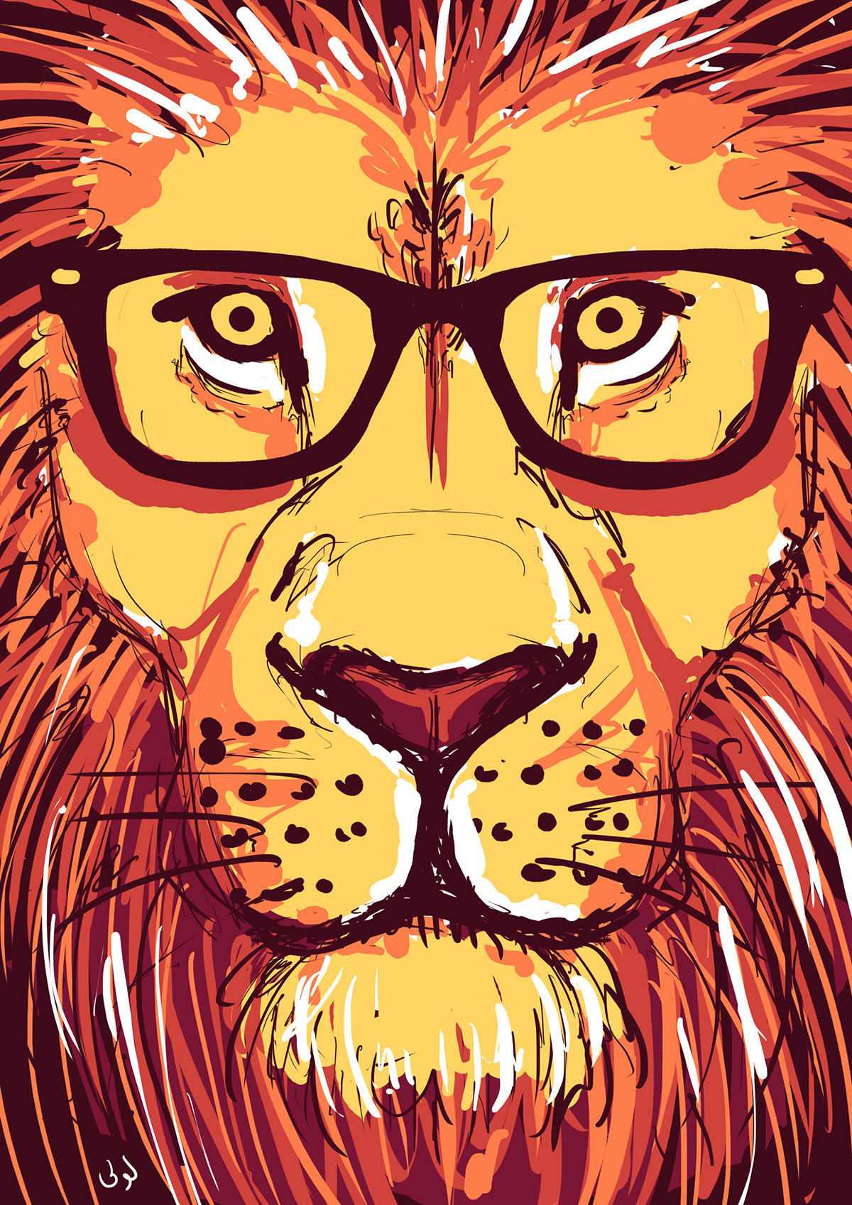 lion red yellow rayban eyeglasses