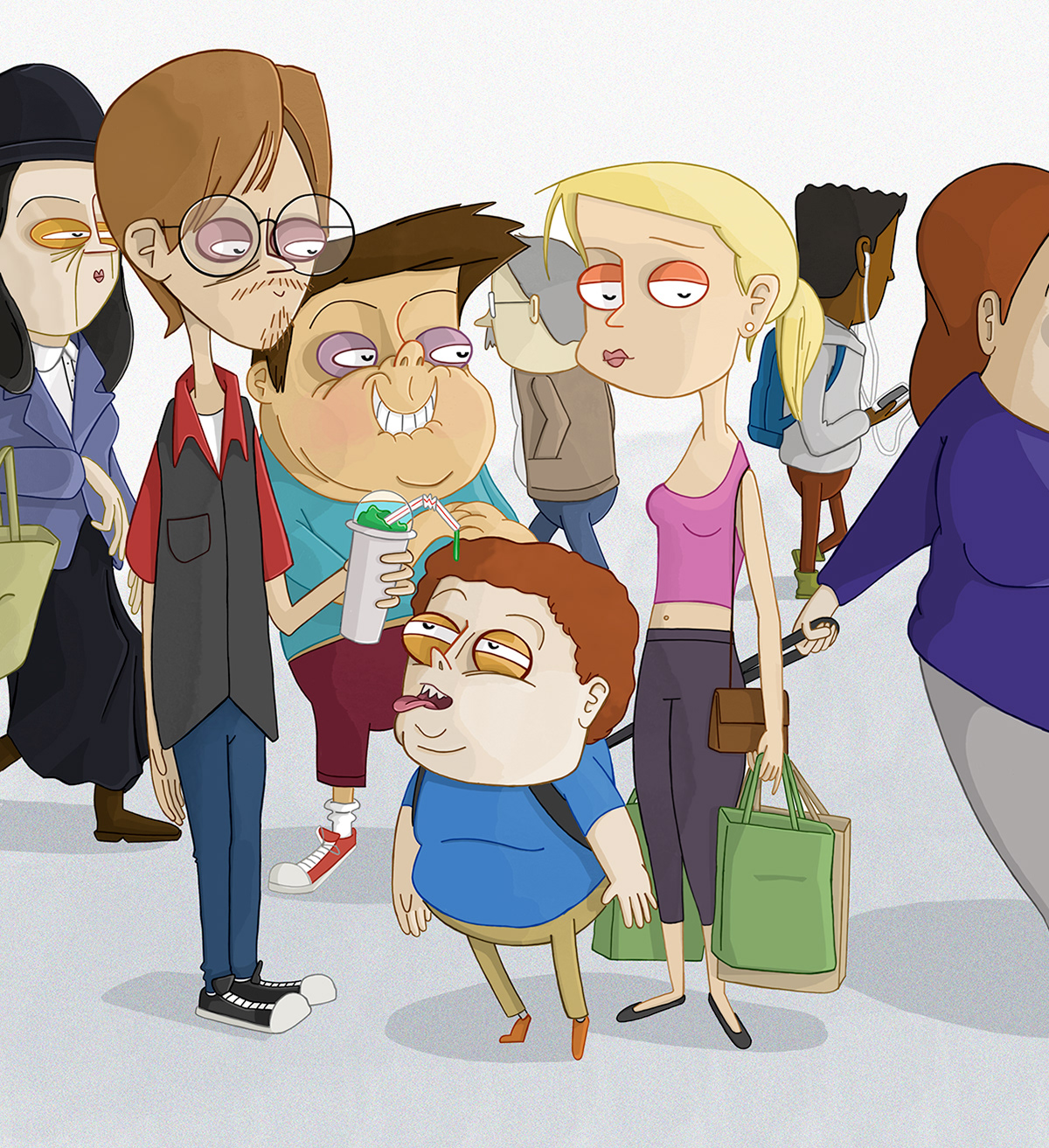 Promotional Character group crowd cartoon color