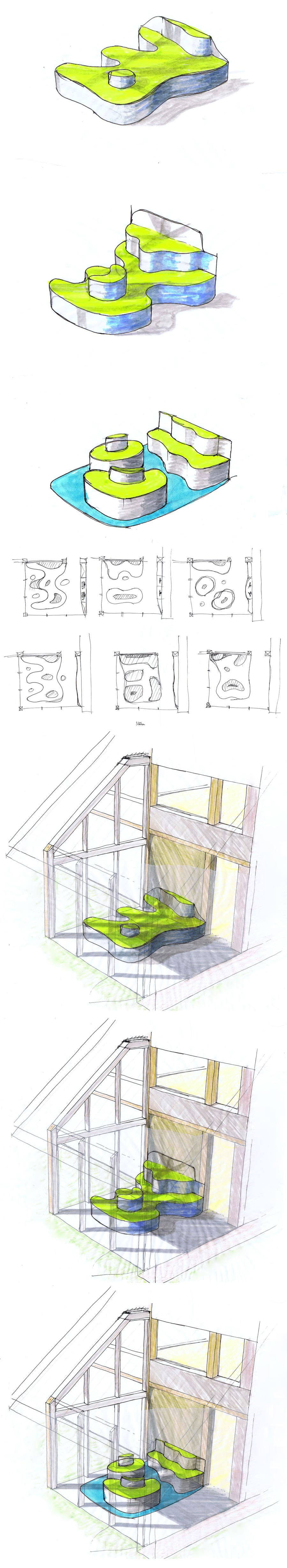 modernising barn library Puplic Space youth lounge furniture Interior design sketch sketching refurbish kids space public library cafe