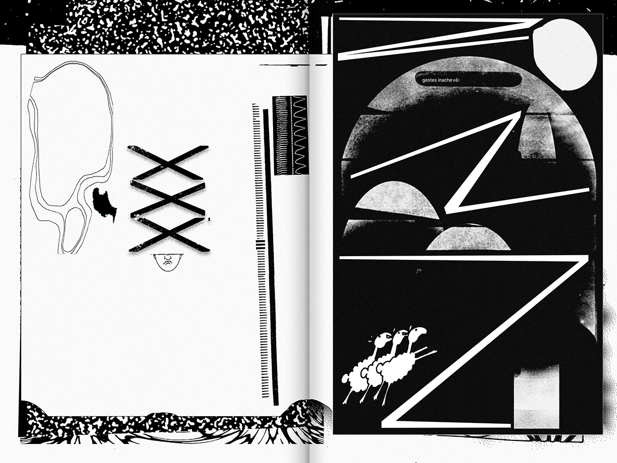 black and white collage desir Lo-fi night sticker texture Zine 