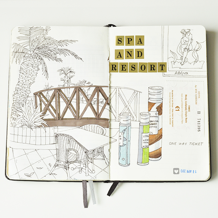 moleskine Marker Copic travelbook sketchbook cyprus beach map Travel