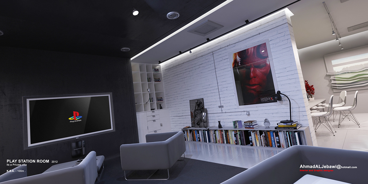 V-ray 3D Interior design arch PLAY STATION Render 3dsmax photoshop